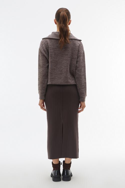 YIRTMAÇLI TRİKO MİDİ ETEK