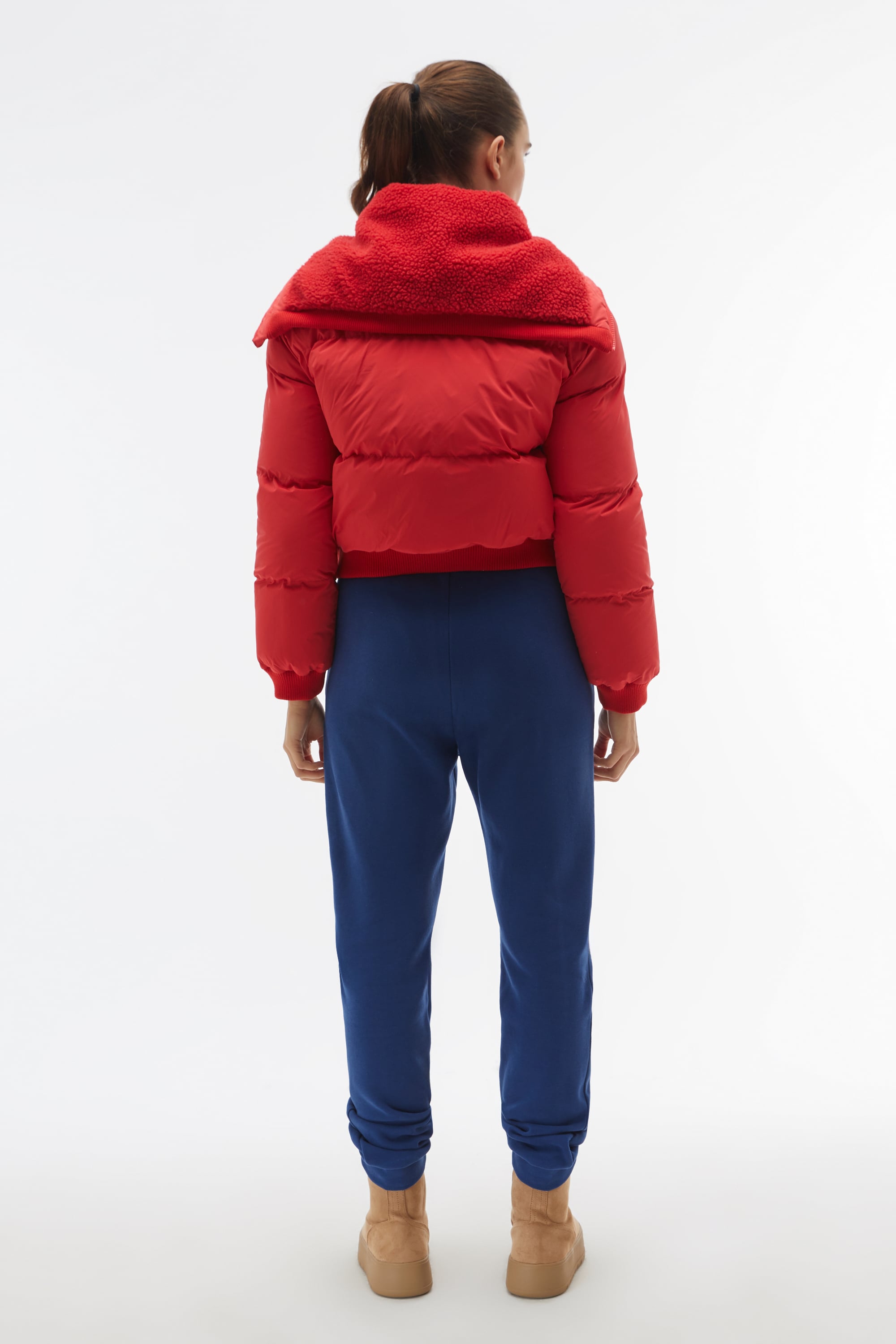 KÜRK YAKALI CROP ŞİŞME MONT