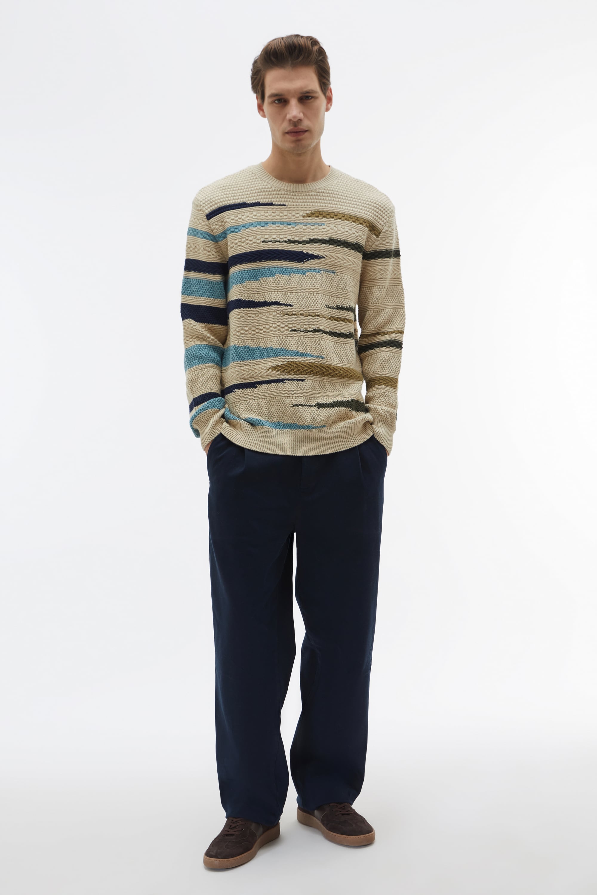 DESENLİ JAKARLI LOOSE FIT KAZAK