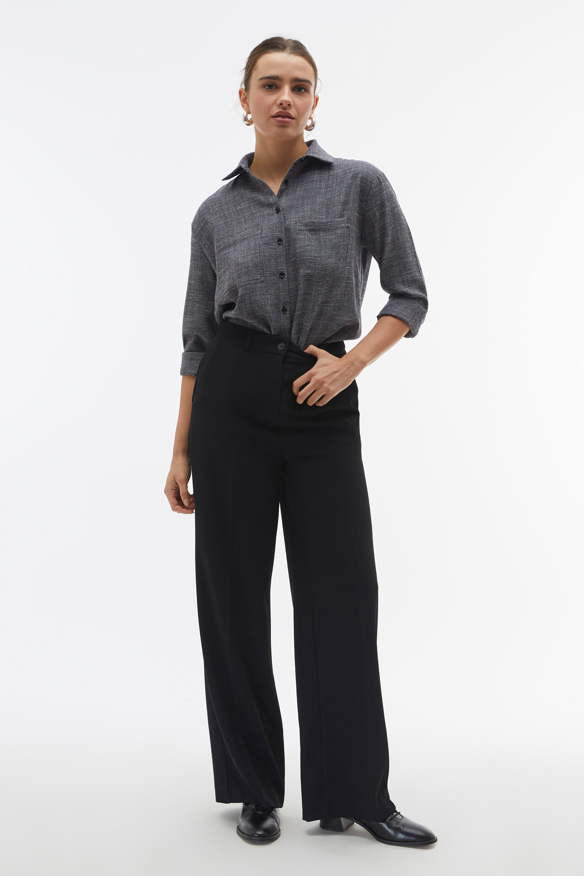 ARMÜRLÜ OVERSIZE UZUN KOLLU GÖMLEK