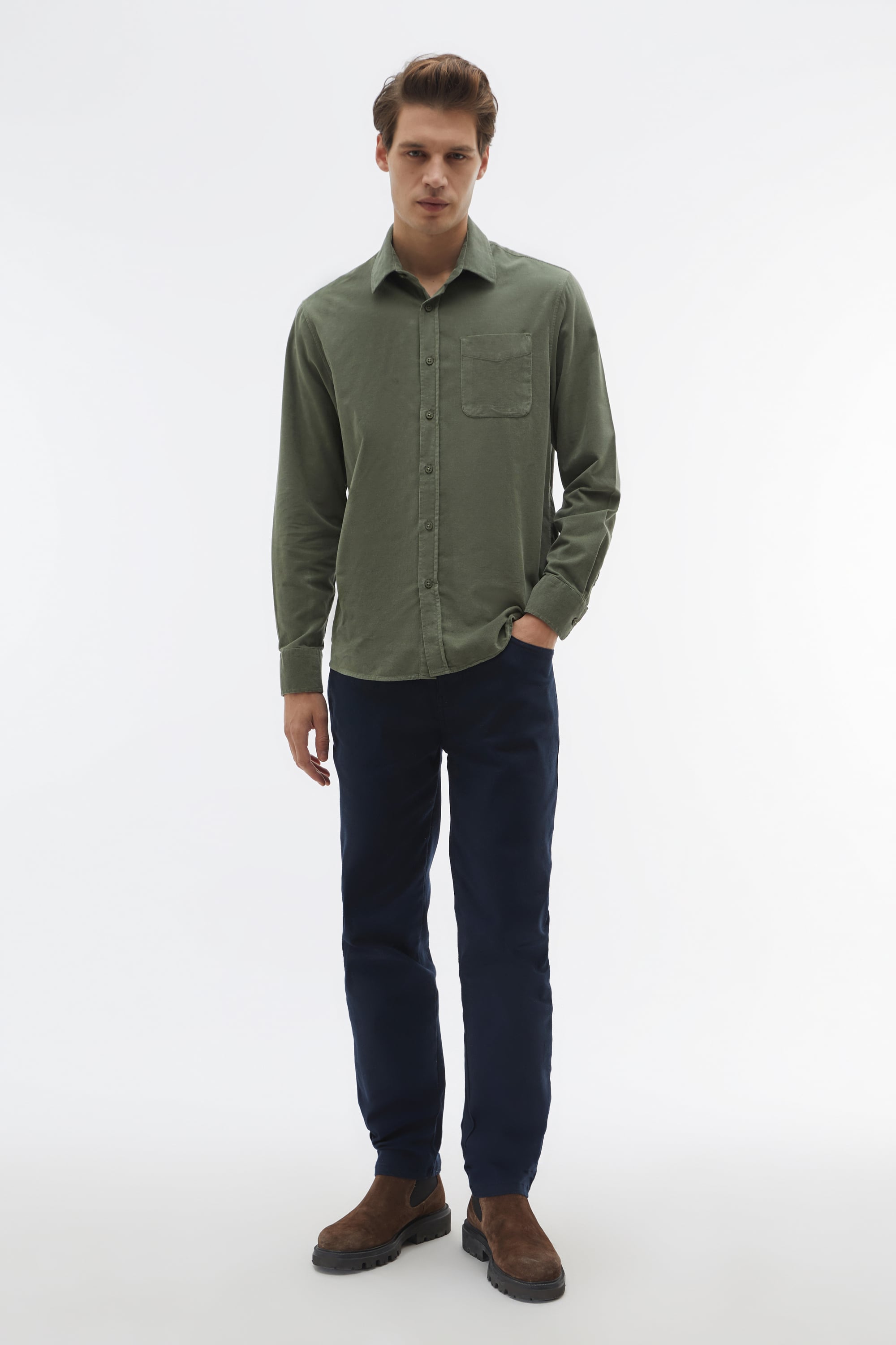 REGULAR FIT KADİFE UZUN KOLLU GÖMLEK