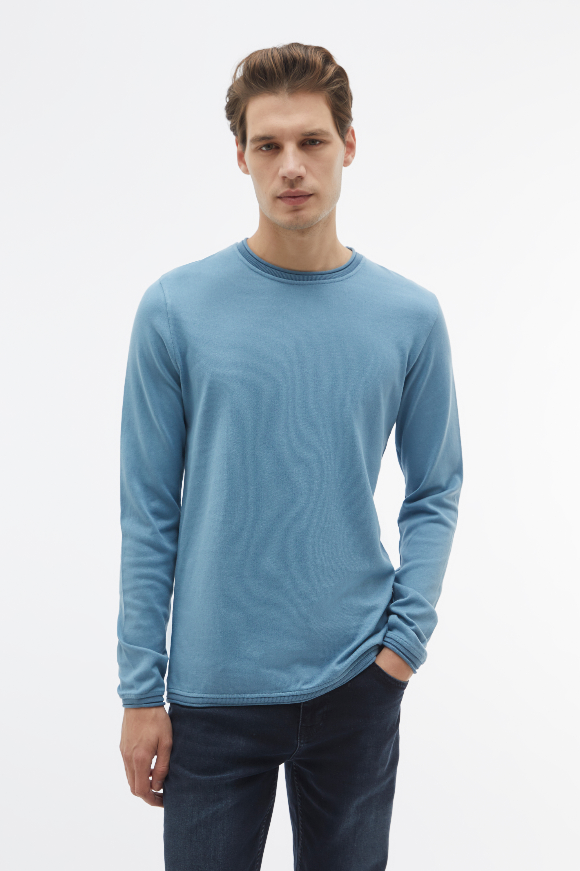 BİSİKLET YAKA UZUN KOLLU KAZAK