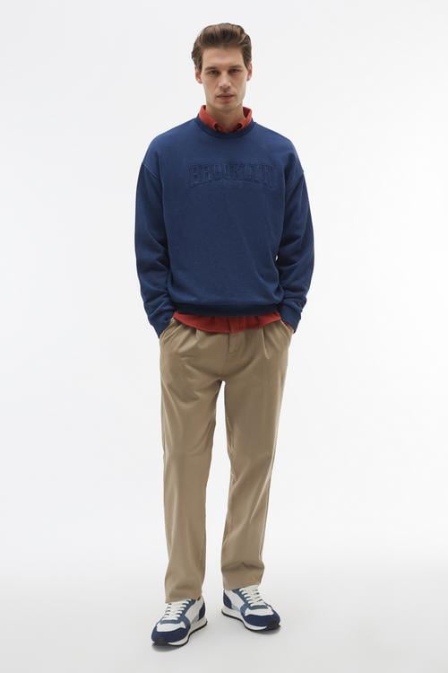  BASKILI OVERSIZE BİSİKLET YAKA SWEATSHIRT