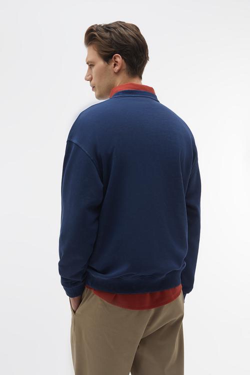  BASKILI OVERSIZE BİSİKLET YAKA SWEATSHIRT