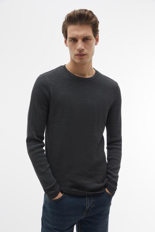 DOKULU BİSİKLET YAKA SWEATSHIRT