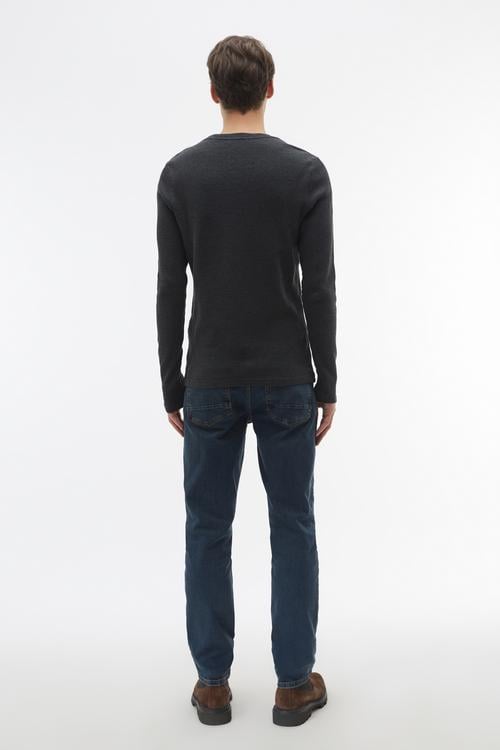 DOKULU BİSİKLET YAKA SWEATSHIRT