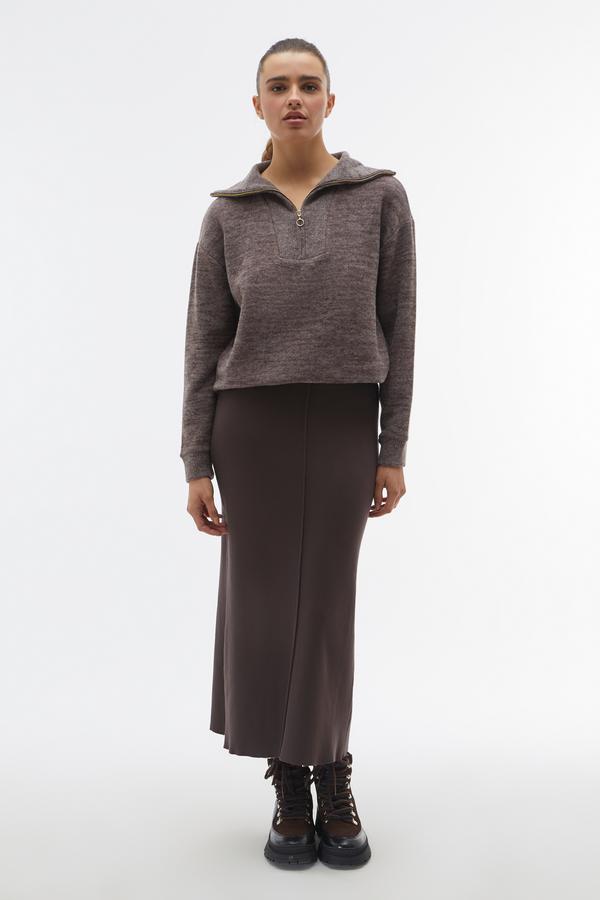 YIRTMAÇLI TRİKO MİDİ ETEK