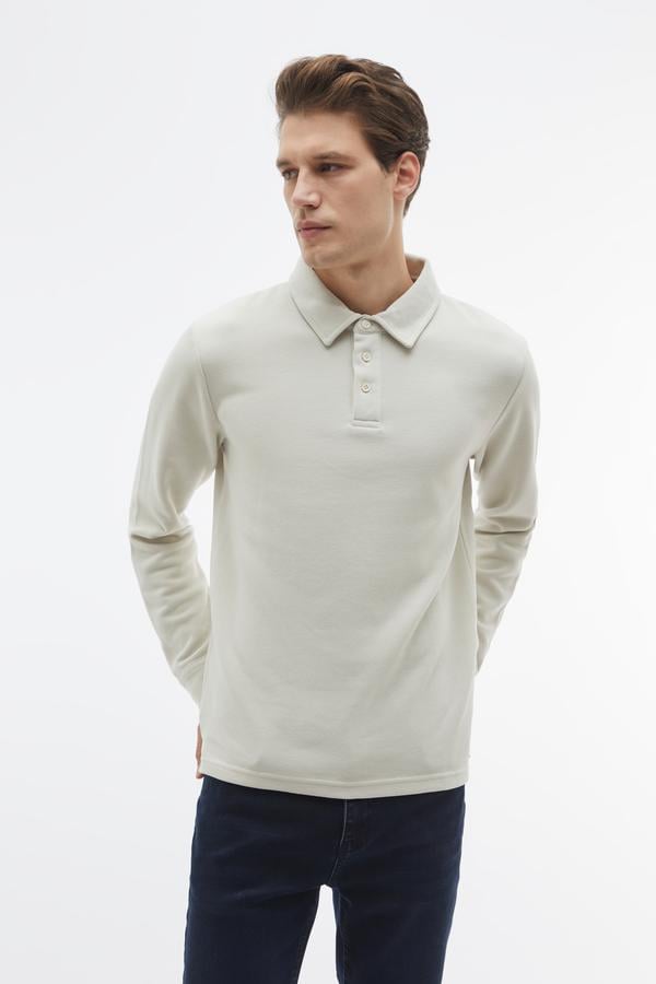 DÜĞMELİ POLO YAKA SWEATSHIRT
