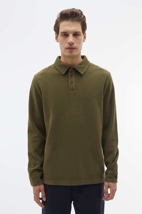 DÜĞMELİ POLO YAKA SWEATSHIRT