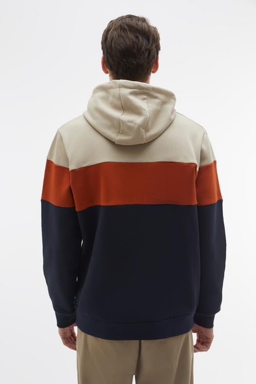  RENK BLOKLU KAPÜŞONLU SWEATSHIRT