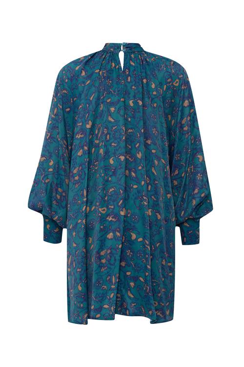 BAĞLAMA DETAYLI A FORM BASKILI MİNİ ELBİSE