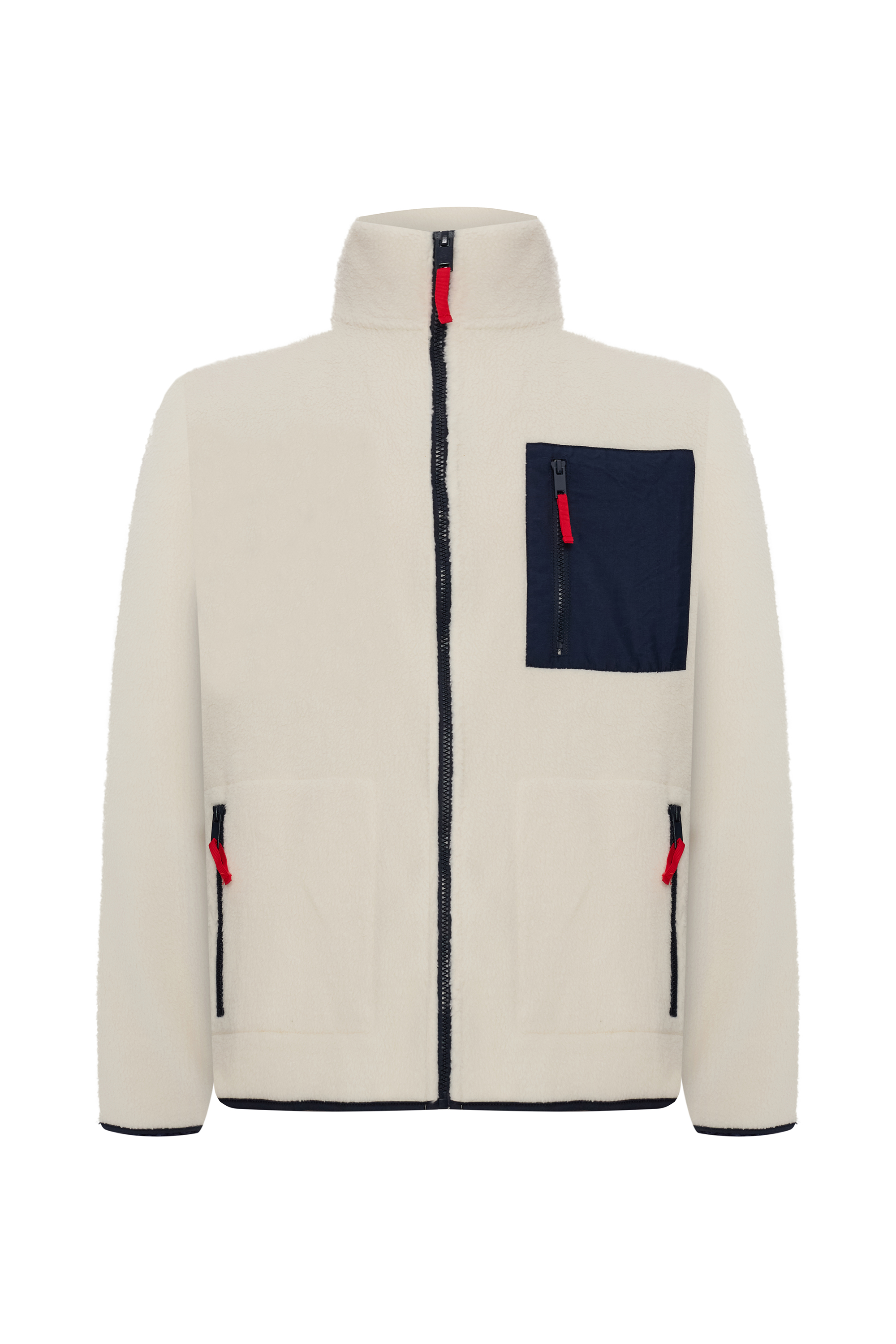 FERMUARLI RENK DETAYLI POLAR CEKET