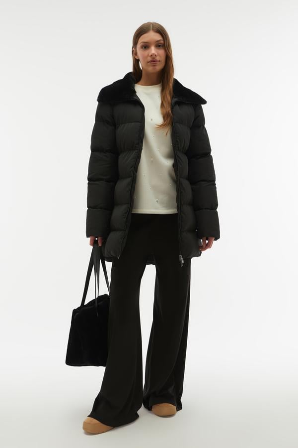 KAPİTONELİ PELÜŞ YAKA ŞİŞME MONT