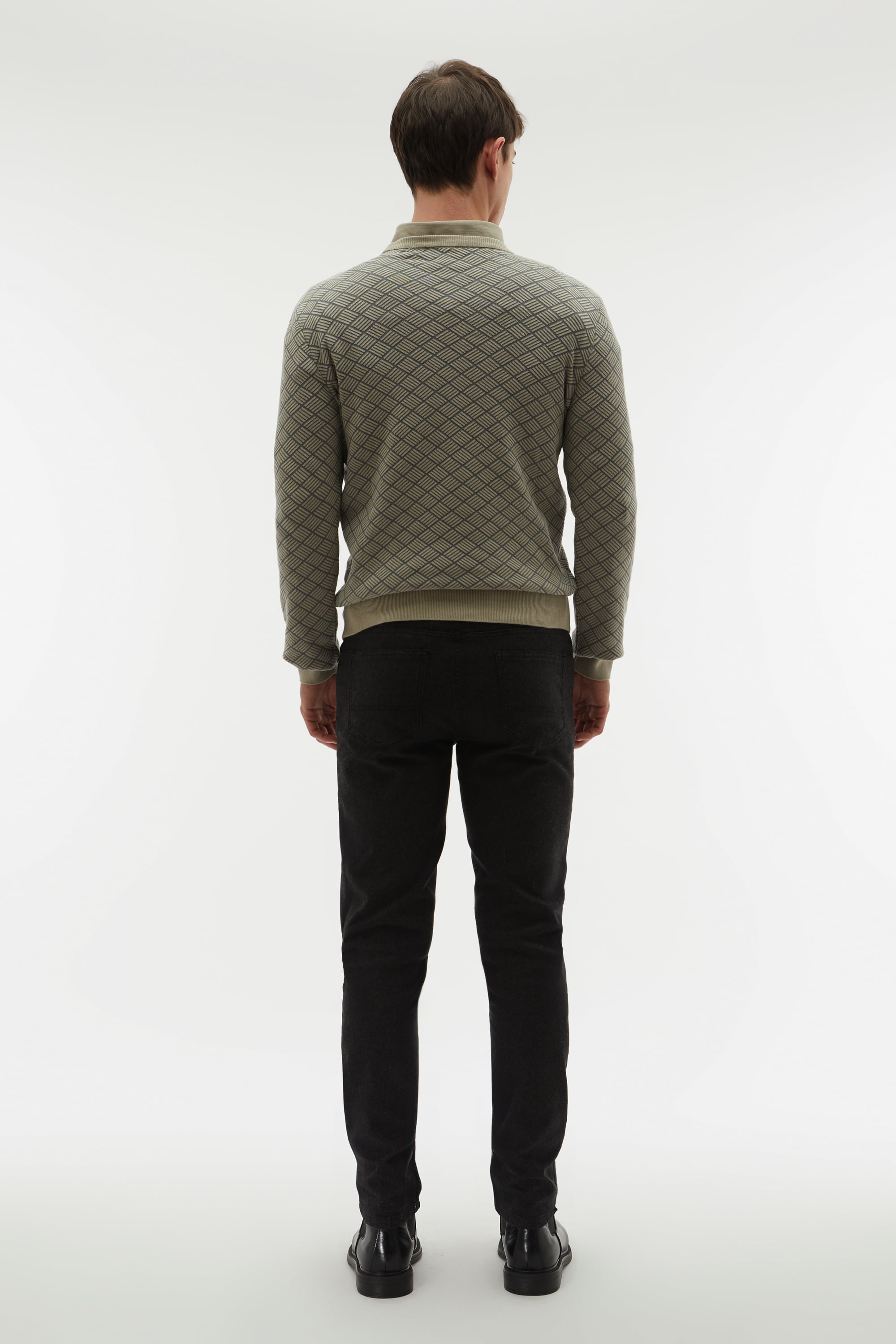 BİSİKLET YAKA JAKARLI UZUN KOLLU KAZAK