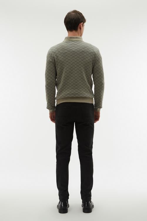 BİSİKLET YAKA JAKARLI UZUN KOLLU KAZAK