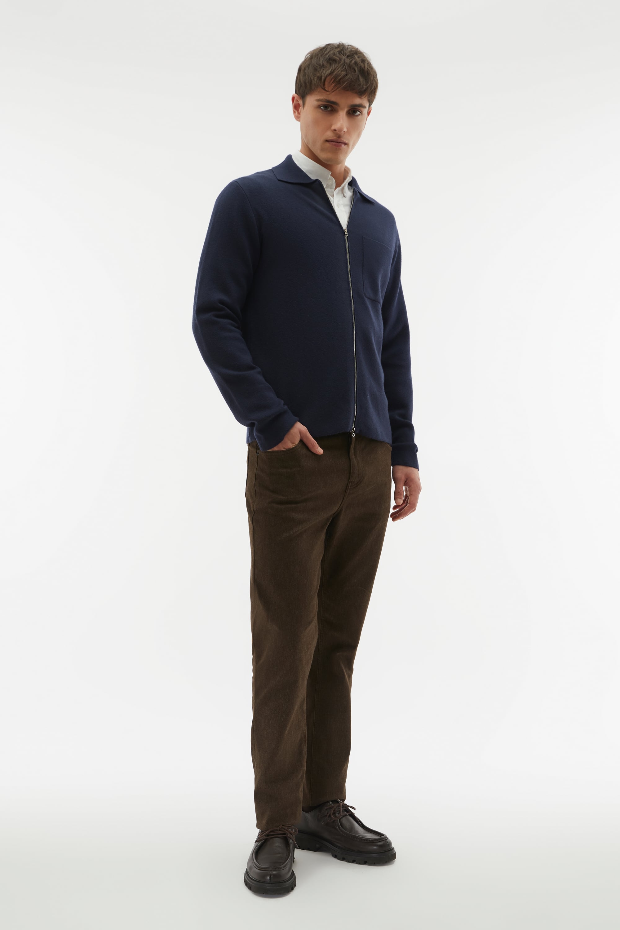 POLO YAKA CEPLİ FERMUARLI KAZAK