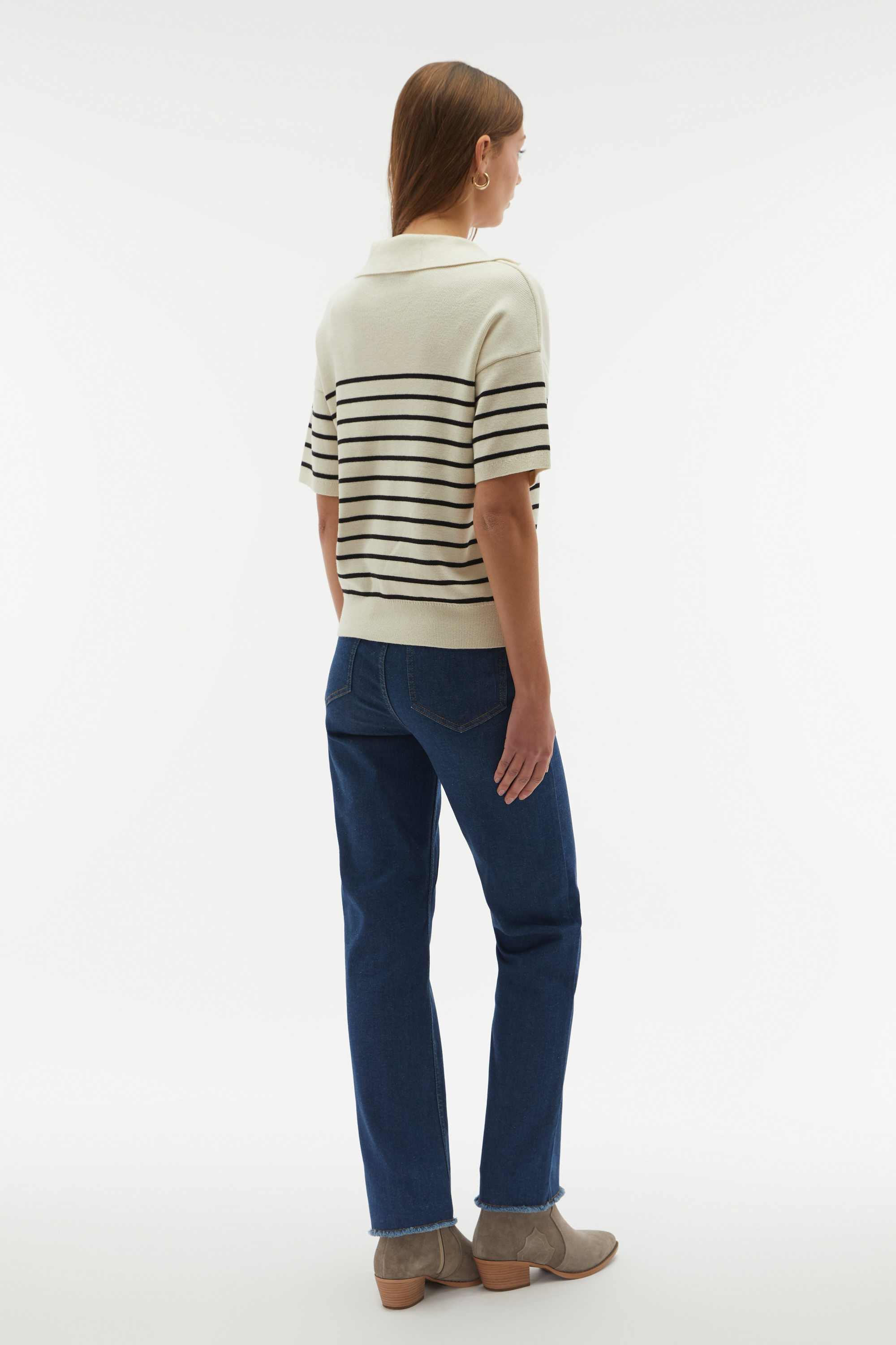 ÇİZGİLİ POLO YAKA KISA KOLLU TRİKO KAZAK