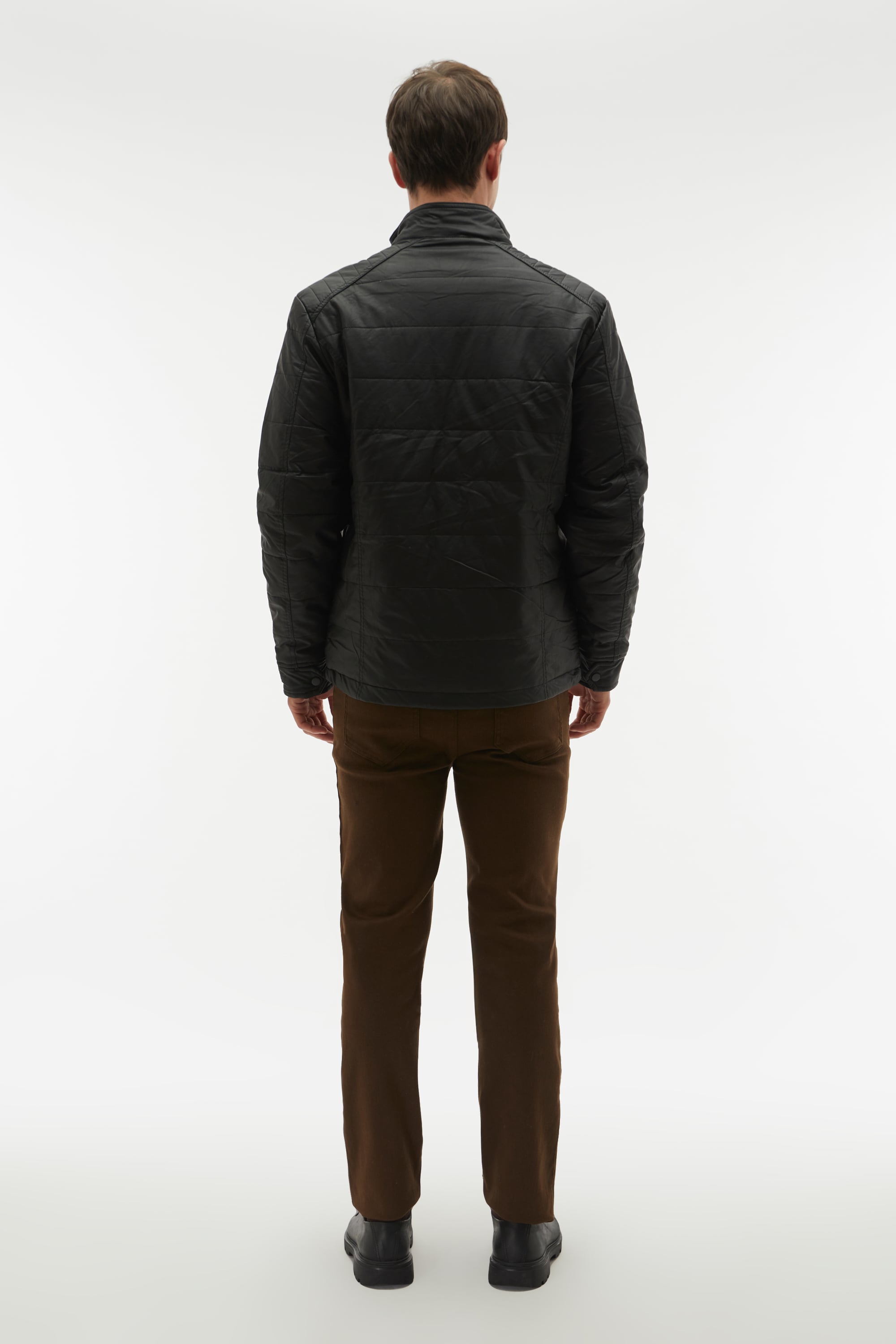 DERİ GÖRÜNÜMLÜ KAPİTONELİ CASUAL CEKET