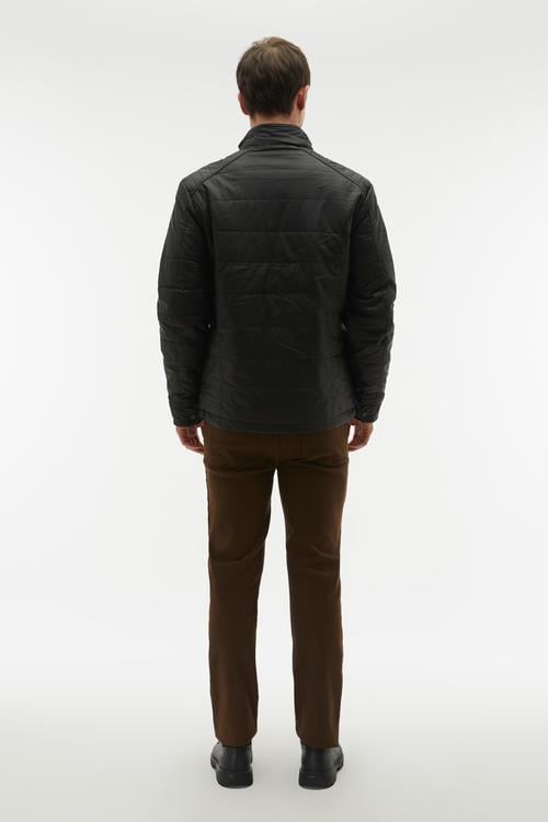 DERİ GÖRÜNÜMLÜ KAPİTONELİ CASUAL CEKET