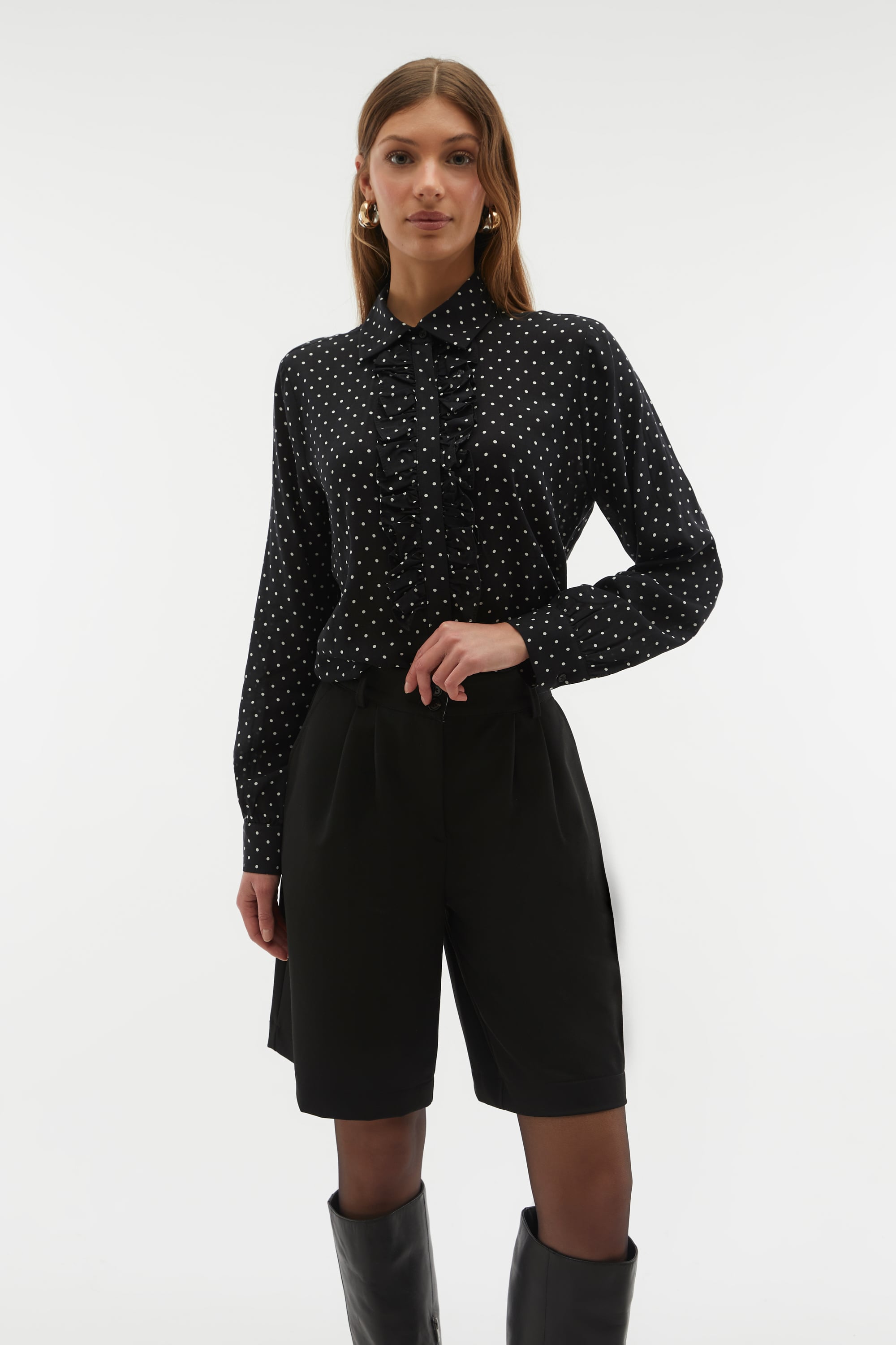 PUANTİYELİ FIRFIRLI SMART GÖMLEK