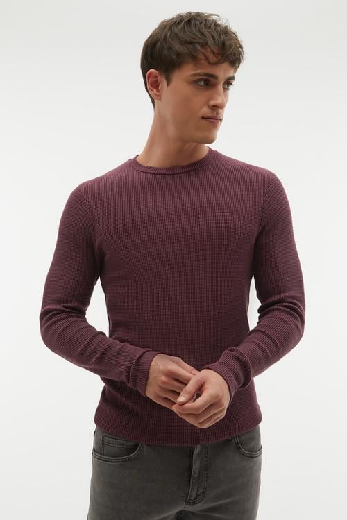 DOKULU BİSİKLET YAKA SWEATSHIRT