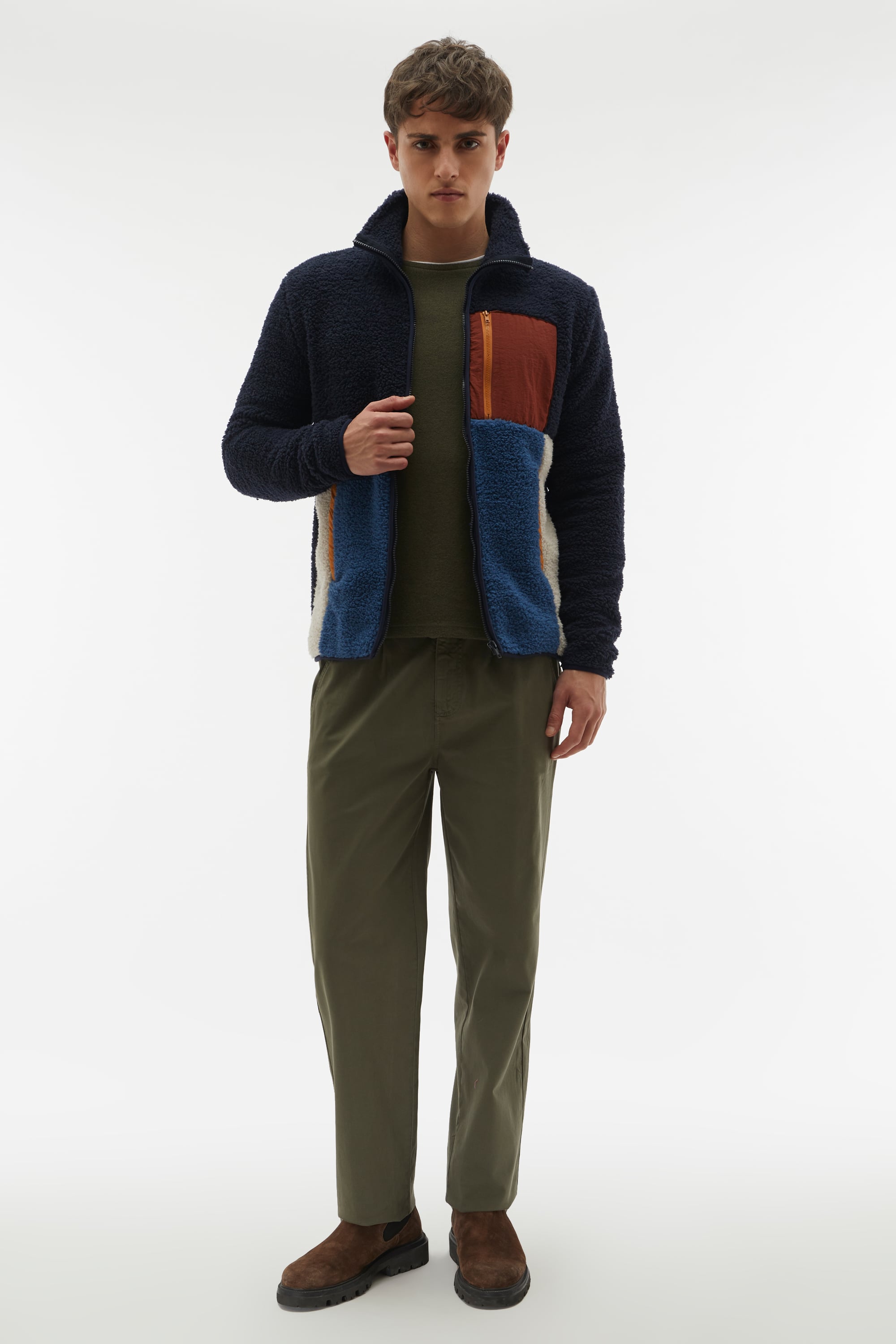 RENK BLOKLU FERMUARLI POLAR SWEATSHIRT