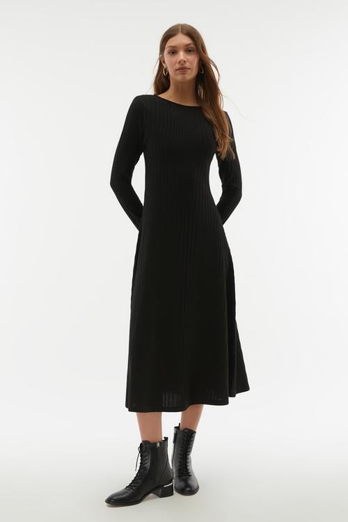 FİTİLLİ KLOŞ MİDİ ELBİSE