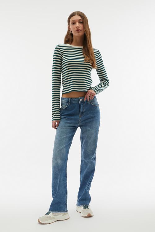  ÇİZGİLİ BİSİKLET YAKA UZUN KOLLU T-SHIRT