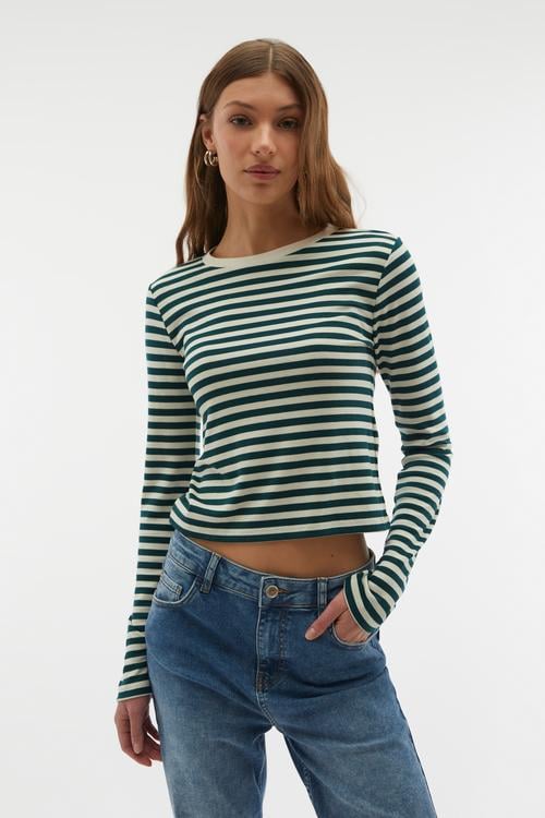  ÇİZGİLİ BİSİKLET YAKA UZUN KOLLU T-SHIRT