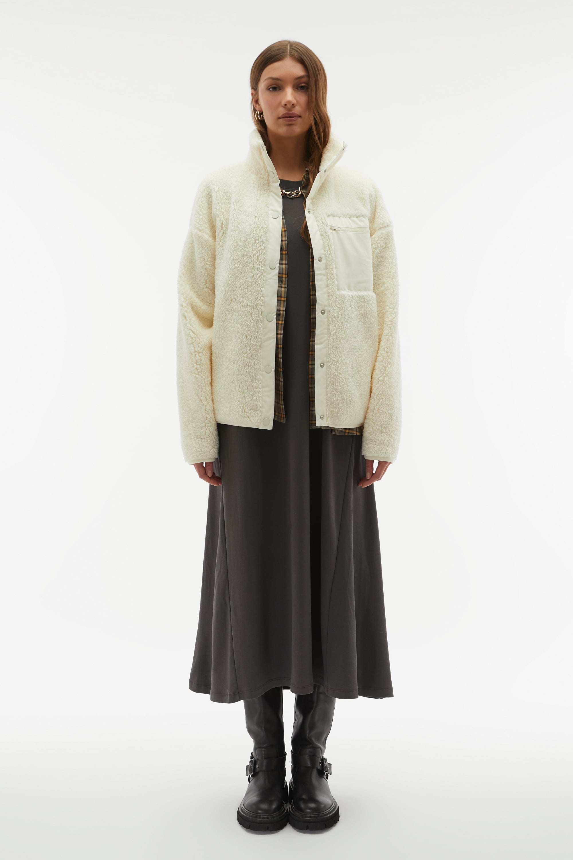 LOOSE FIT DİK YAKA POLAR CEKET