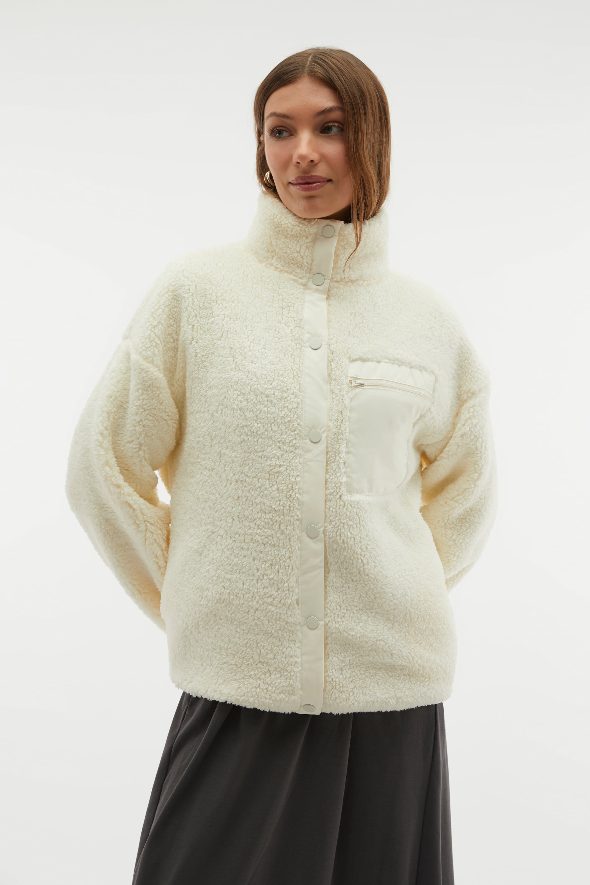 LOOSE FIT DİK YAKA POLAR CEKET