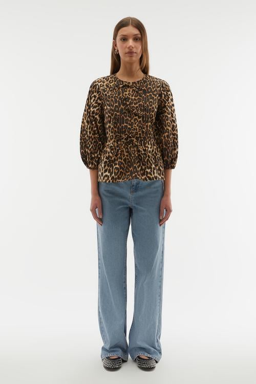LEOPAR BASKILI BAĞLAMA DETAYLI BLUZ