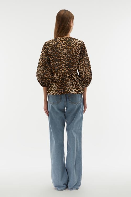 LEOPAR BASKILI BAĞLAMA DETAYLI BLUZ