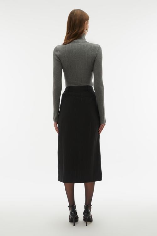 YÜN KARIŞIMLI YIRTMAÇLI MİDİ KALEM ETEK