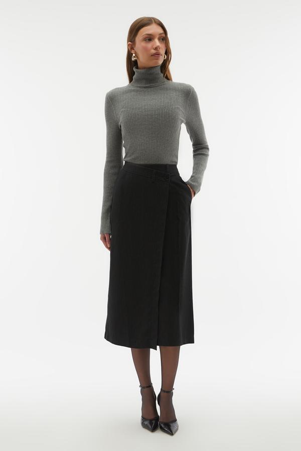 YÜN KARIŞIMLI YIRTMAÇLI MİDİ KALEM ETEK