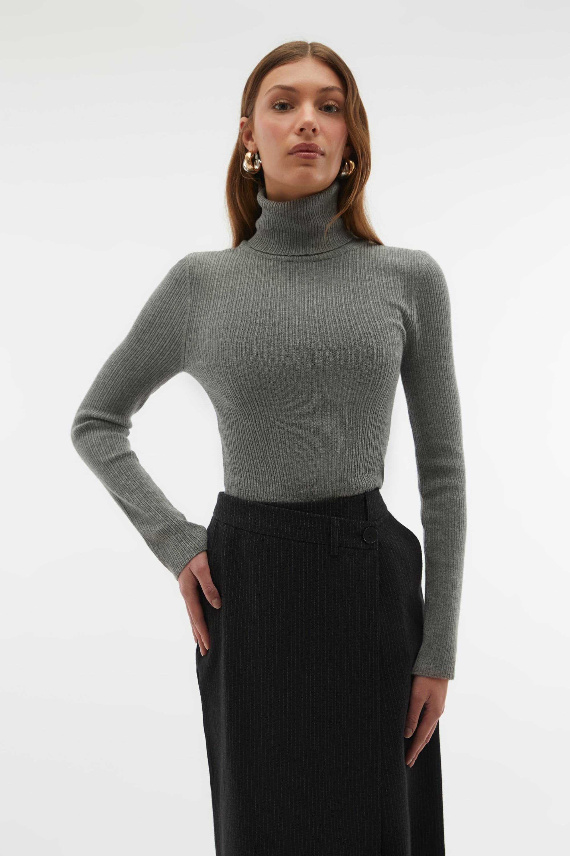 YÜN KARIŞIMLI YIRTMAÇLI MİDİ KALEM ETEK