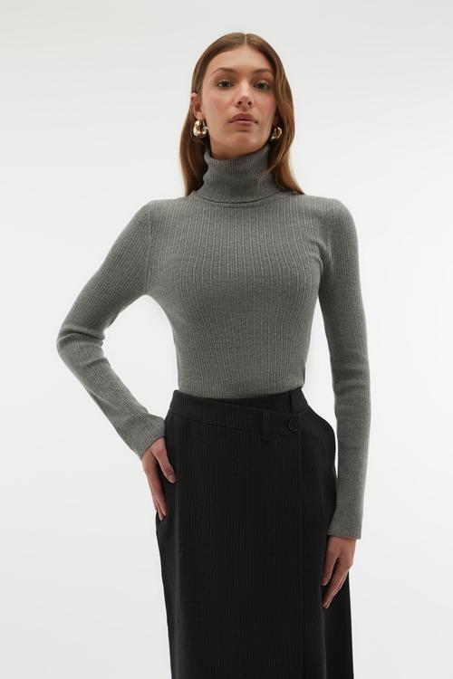 YÜN KARIŞIMLI YIRTMAÇLI MİDİ KALEM ETEK