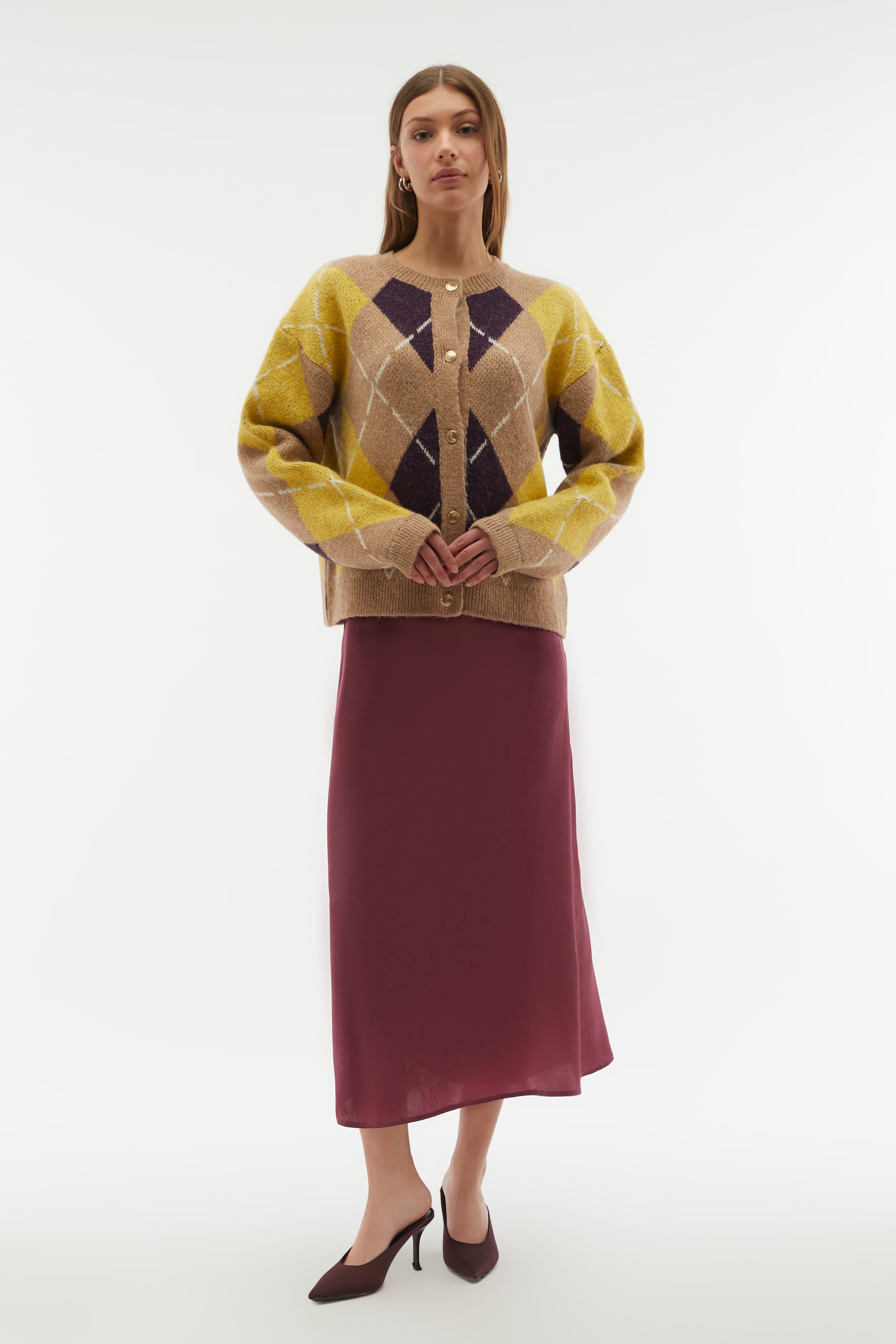 BAKLAVA DESENLİ JAKARLI LOOSE FIT HIRKA