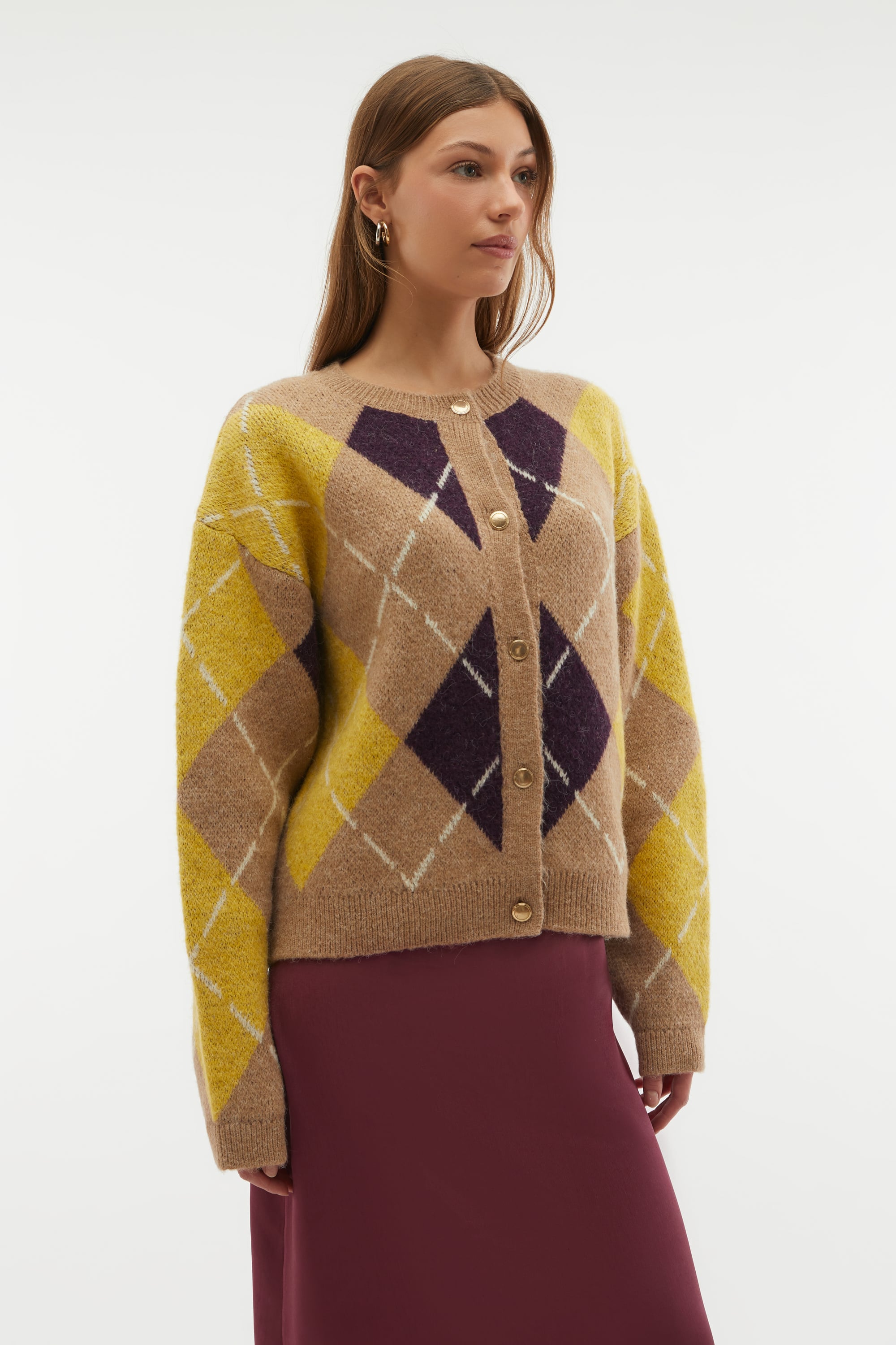 BAKLAVA DESENLİ JAKARLI LOOSE FIT HIRKA