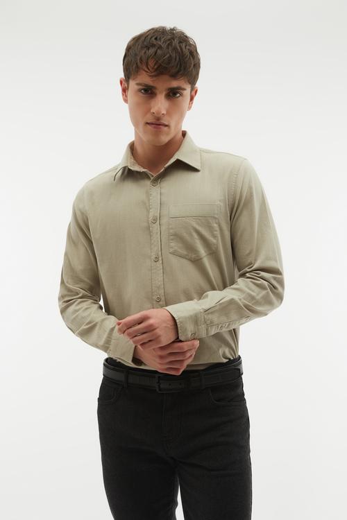 REGULAR FIT TEK CEPLİ UZUN KOLLU GÖMLEK