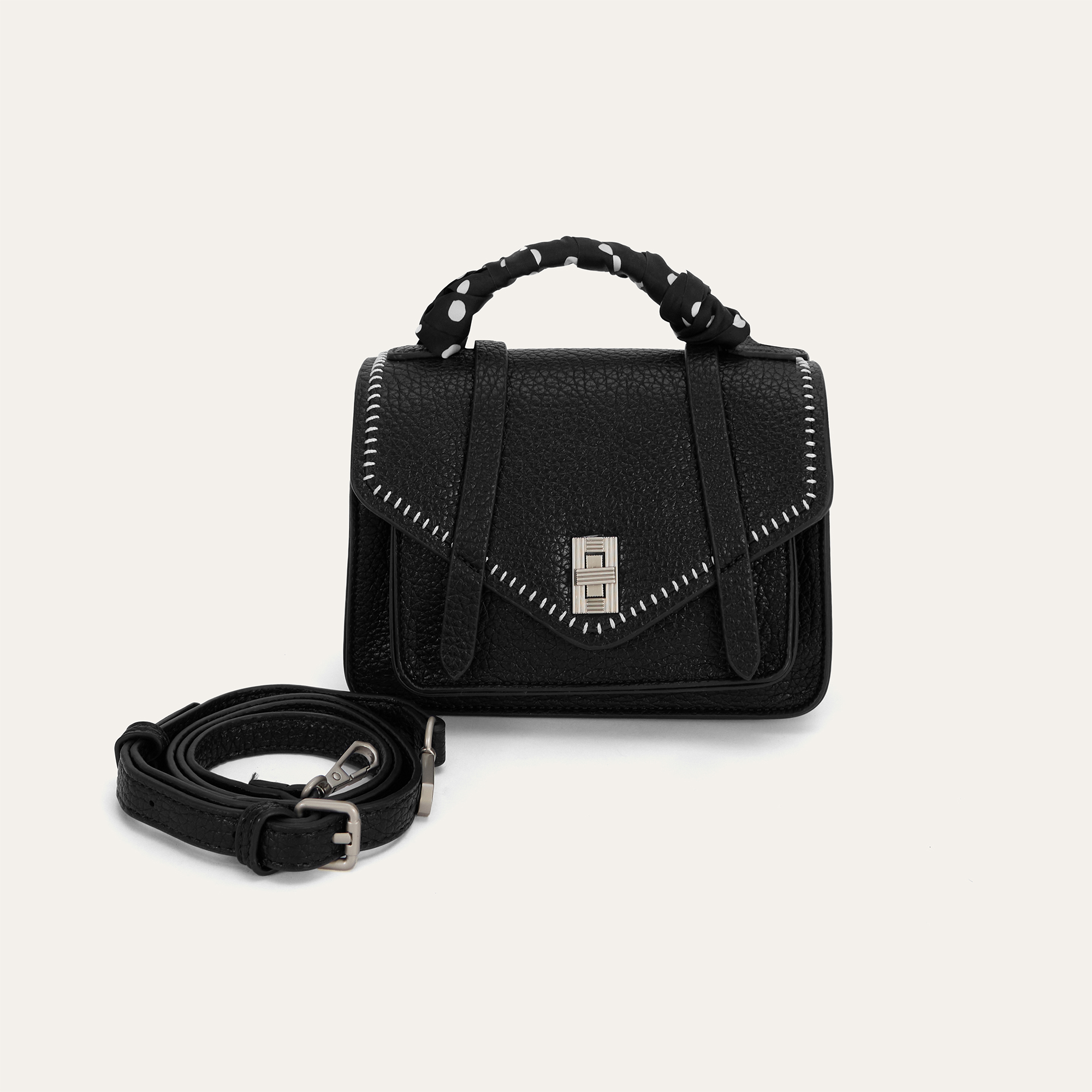 DİKİŞ DETAYLI DERİ GÖRÜNÜMLÜ EL ÇANTASI