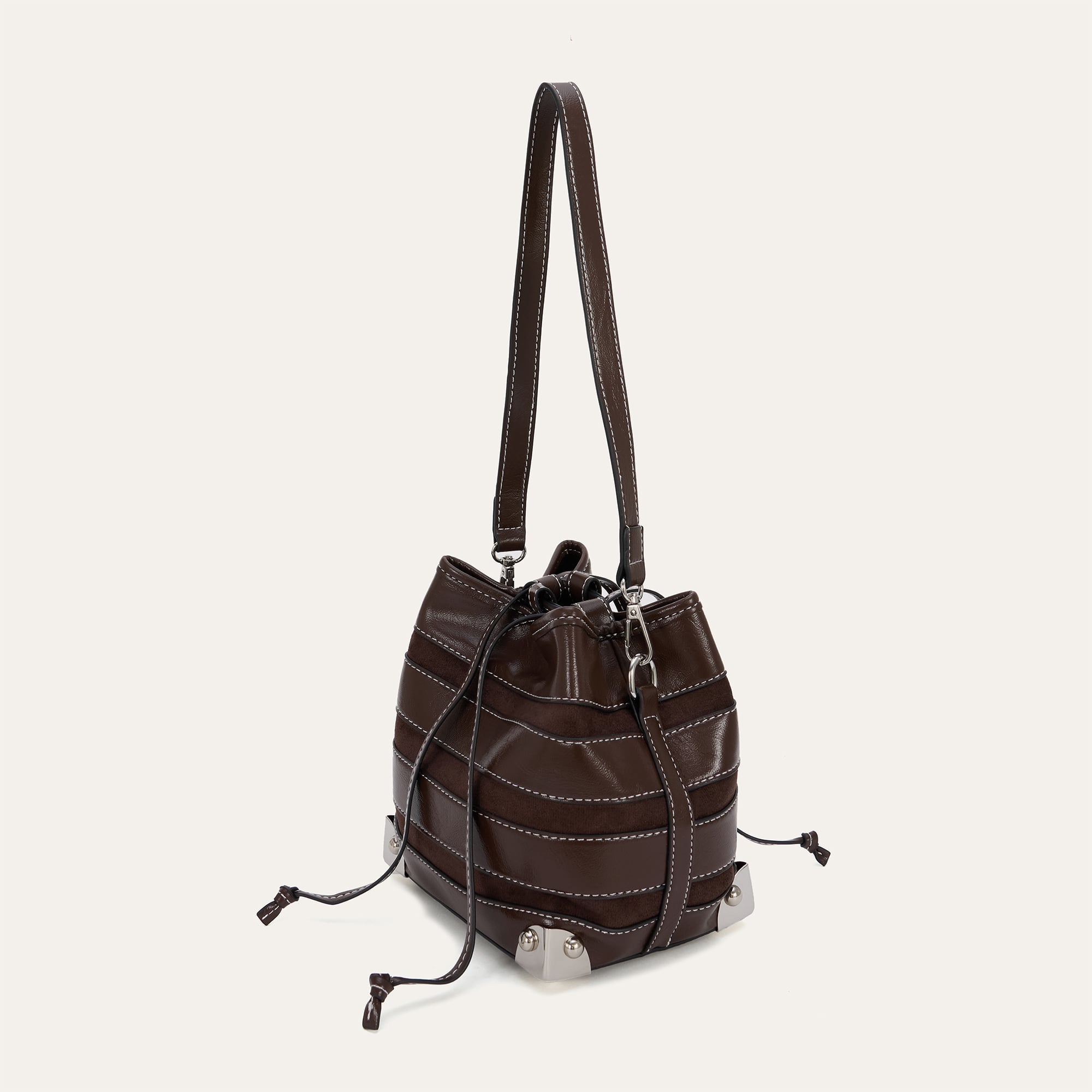 SÜET ÇİZGİLİ BUCKET ÇANTA