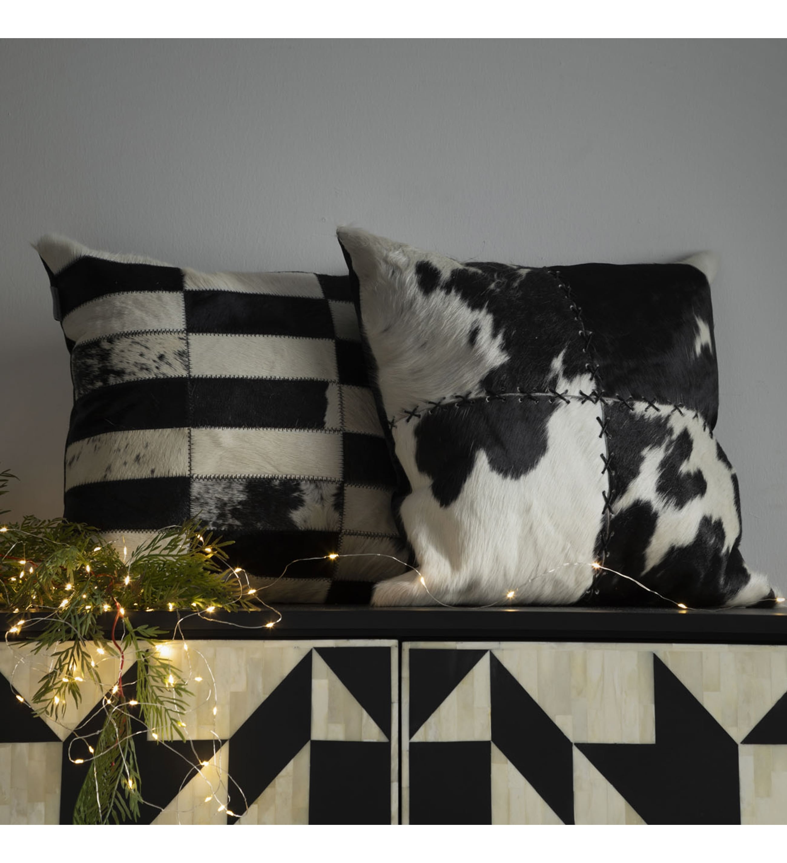 SOPHIA DERİ KIRLENT SİYAH BEYAZ 45X45