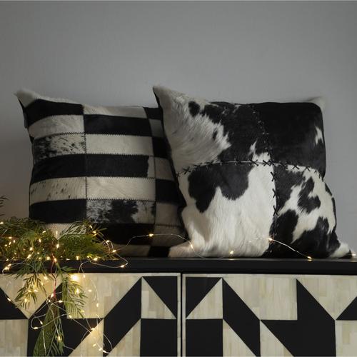 SOPHIA DERİ KIRLENT SİYAH BEYAZ 45X45