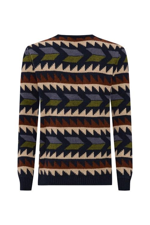  JAKARLI DESENLİ BİSİKLET YAKA KAZAK