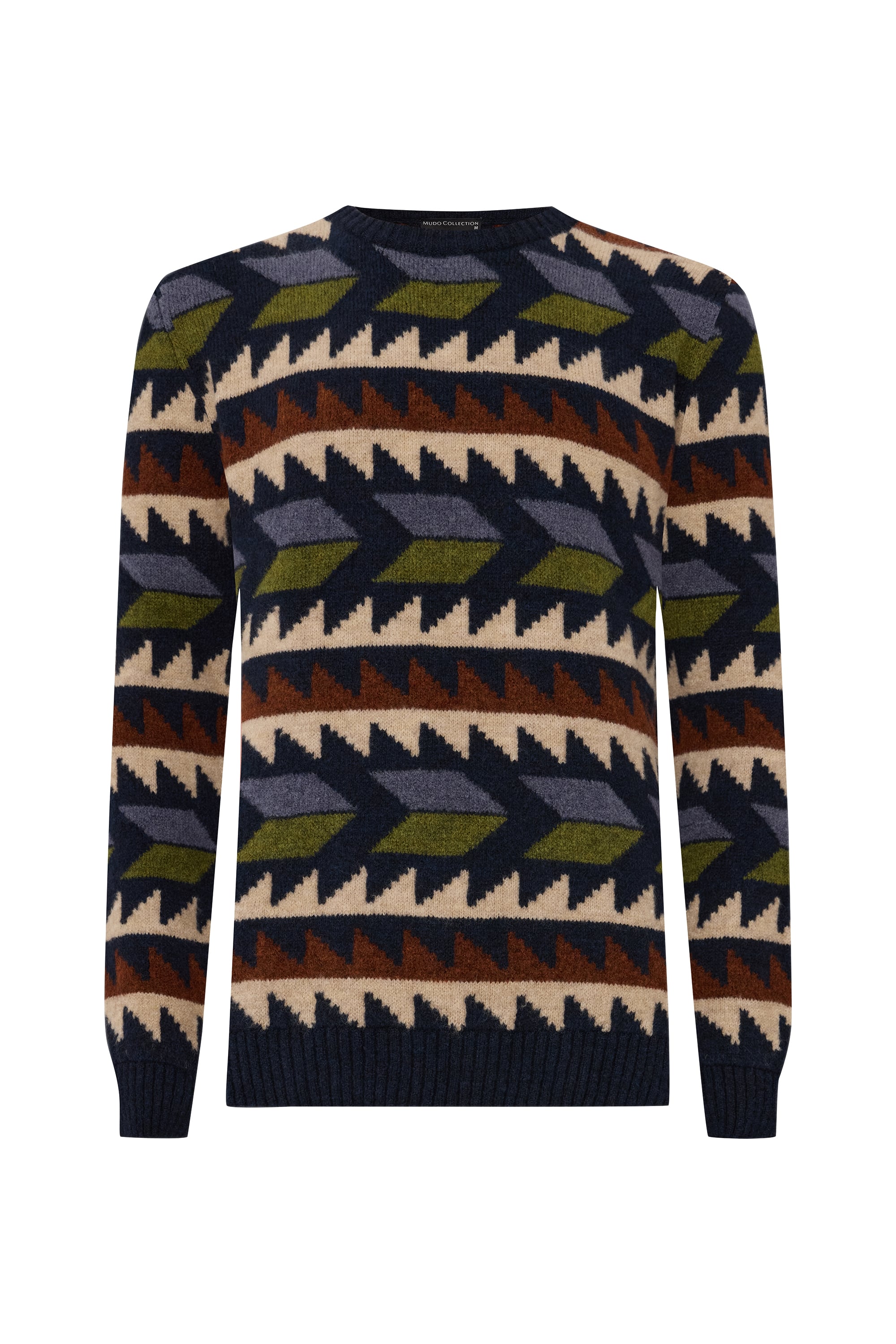 JAKARLI DESENLİ BİSİKLET YAKA KAZAK