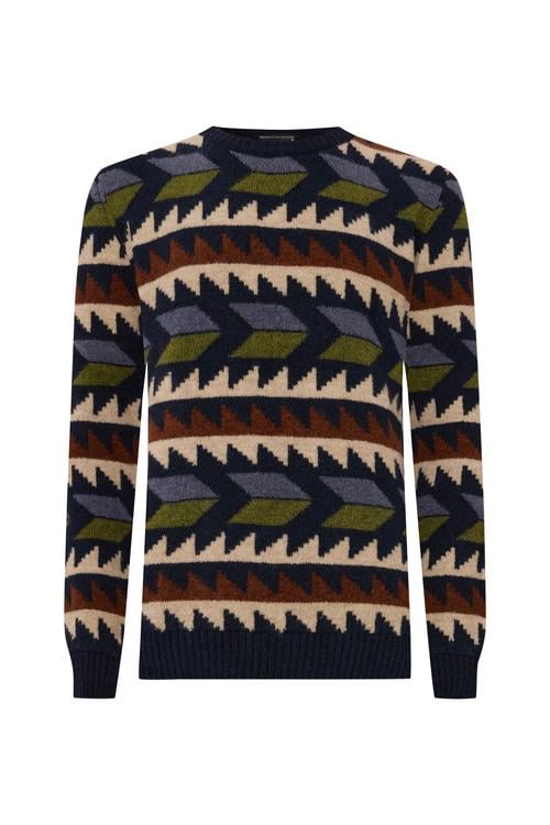  JAKARLI DESENLİ BİSİKLET YAKA KAZAK