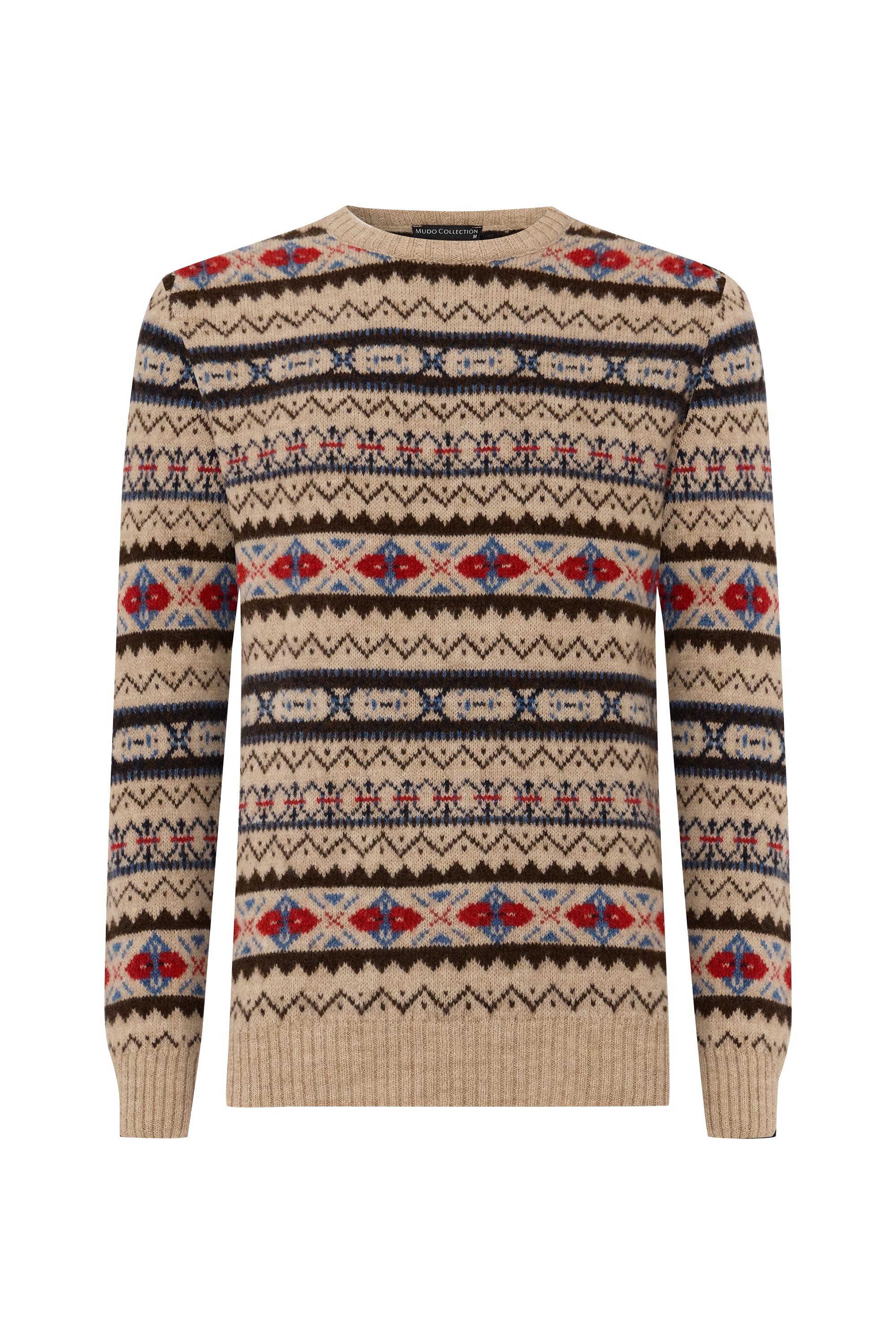 JAKARLI DESENLİ BİSİKLET YAKA KAZAK