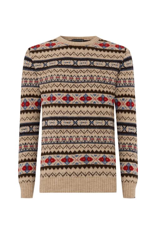  JAKARLI DESENLİ BİSİKLET YAKA KAZAK