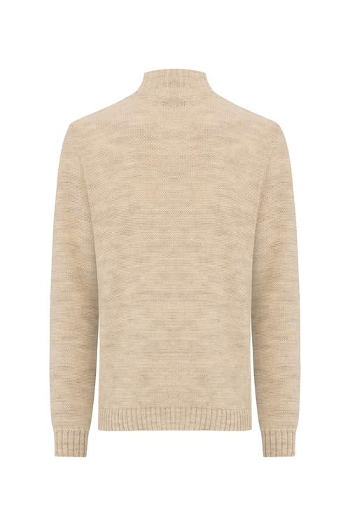  ÖRGÜLÜ DİK YAKA YÜN KARIŞIMLI KAZAK